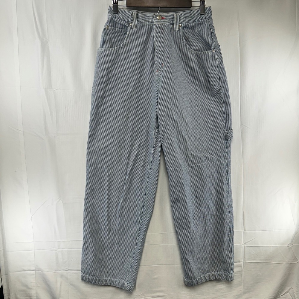 No Boundaries Carpenter Pants Mens 28x31 Blue Hickory Stripe VTG Y2K Workwear